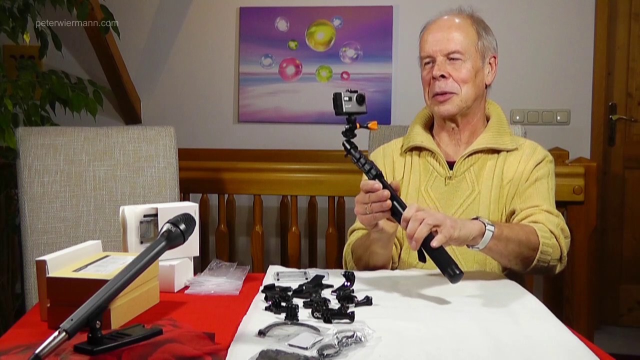ActionCam VicTsing 4K - an Teleskopstativ mit Intern-Mikrofon-Test