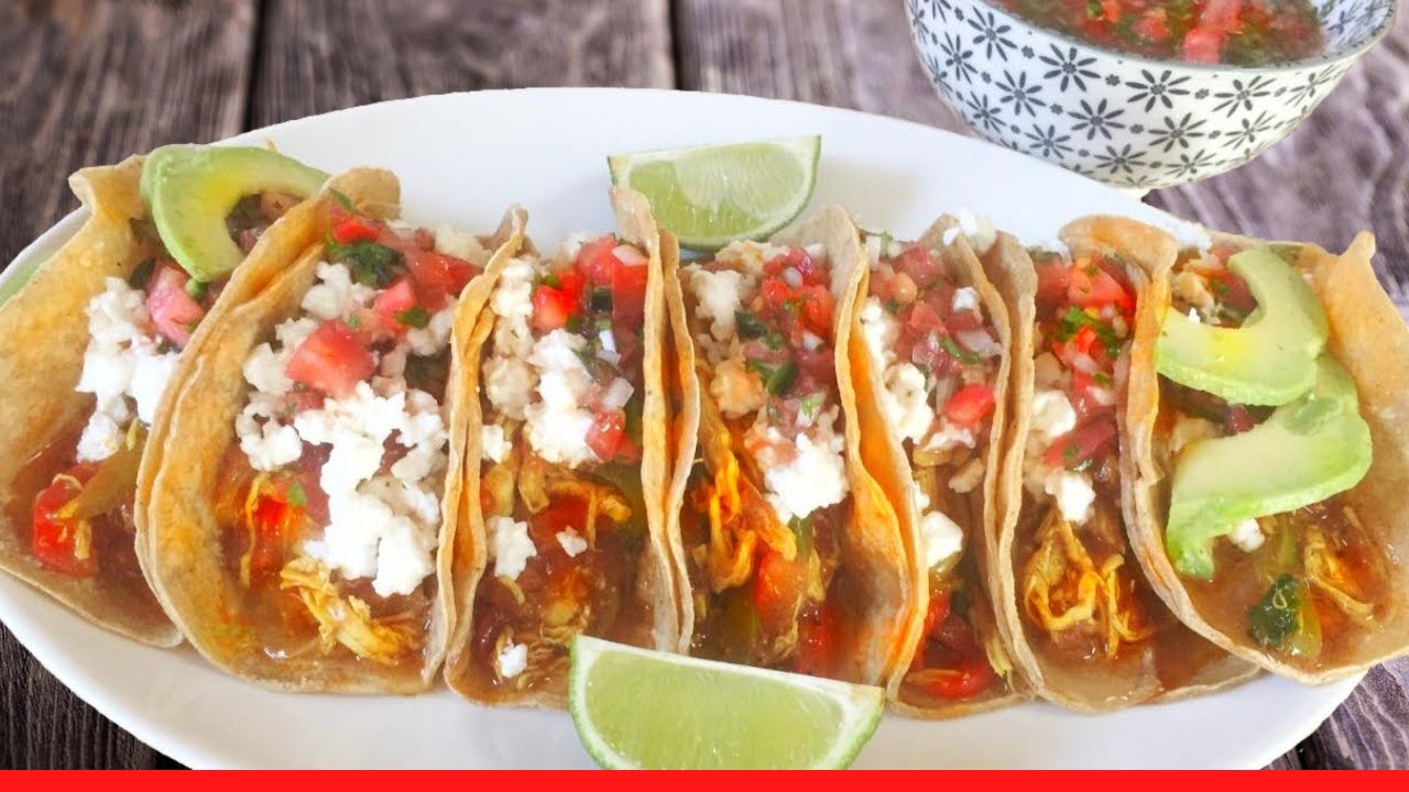 🔴 Cómo Hacer TACOS SENCILLOS de POLLO DESMENUZADO SALSA PICO de GALLO 🌮