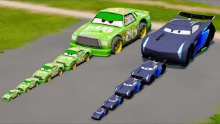 TRANSPORTING PIXAR CARS & FRUITS WITH COLORED & JOHN DEERE vs CLAAS vs TRACTORS  BeamNG.drive