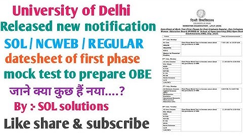 University of Delhi released New notification released to prepare mock test || SOL / NCWEB / REGULAR