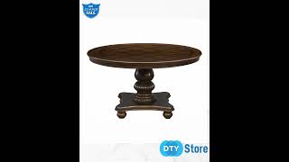 Traditional Dining Table 1pc Brown Cherry Finish Pedestal Base Round Table Dining Room Furniture