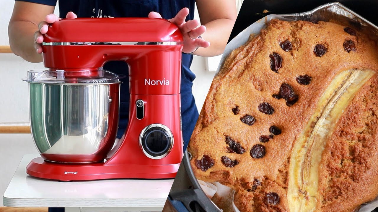 รีวิว ทำเค้กกล้วยหอม Airbot Norvia Stand Mixer อบด้วย หม้อทอดไร้น้ำมัน Airbot air fryer