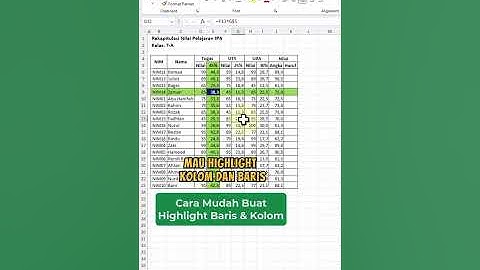Cara Membuat Highlight Kolom dan Baris Warna #excel #exceltips #belajarexcel