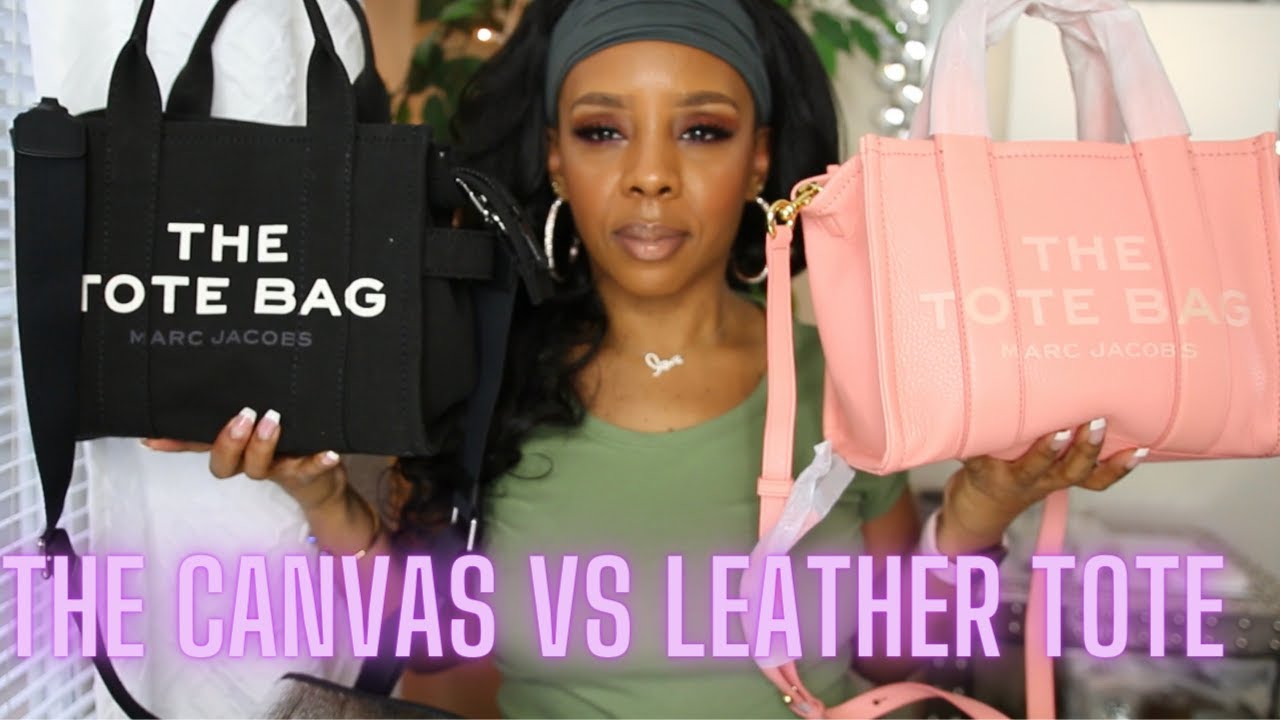 THE MARC JACOBS MINI LEATHER TOTE VS CANVAS TOTE!!!!! 