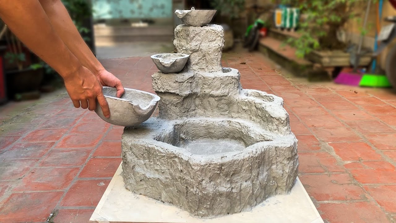 Cement craft ideas Waterfall - Beautiful ideas from styrofoam - YouTube