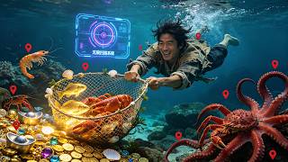 Man activates an infinite scanning system, precisely locates seafood, and gets rich from sea hunting