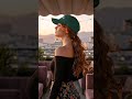 Green Cap Sunset Secret #fashion #style #ootd #rooftop #florals
