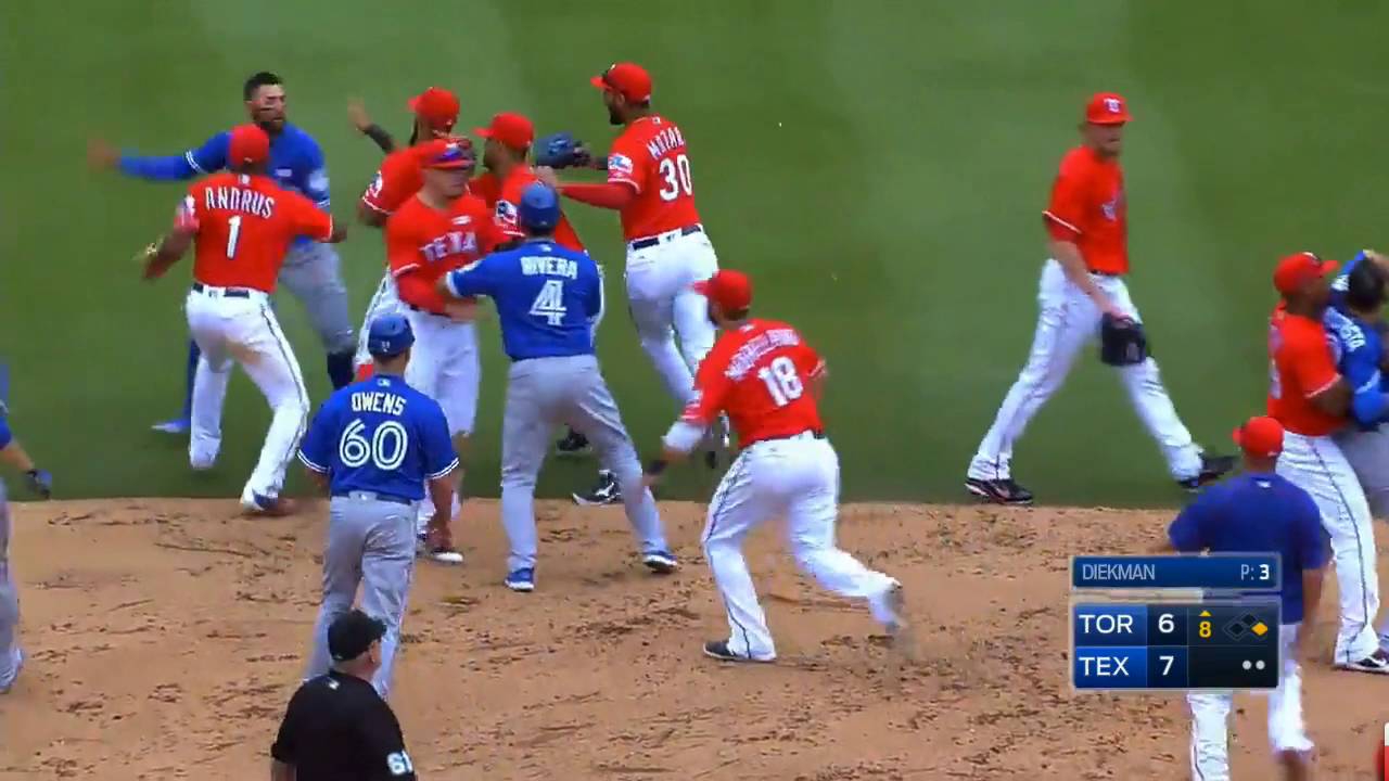 Texas rangers vs toronto blue jays fight part 2 youtube