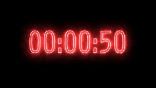 Red Fire Neon Timer 50 Seconds (Countdown)