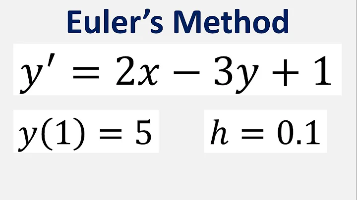 Use Euler's Method with step size h = 0.1 to approximate values: y'=2x-3y+1 , y(1)=5