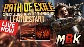 Path of Exile 3.26 Leaguestart! Day 2! Generals Cry Cyclone Shockwave Slayer Leveling