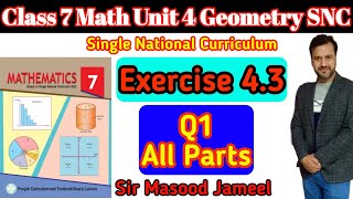 Class 7 Math SNC Ex 4.3 Q1 || Math Class 7 Ex4.3||Single National Curriculum||#Class7MathEx4