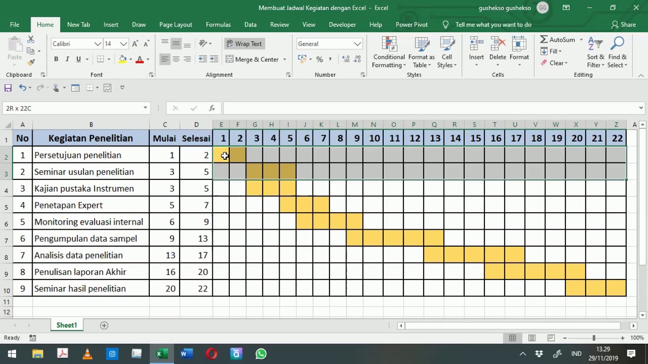 Membuat Schedule Menggunakan Microsoft Excel - Youtube