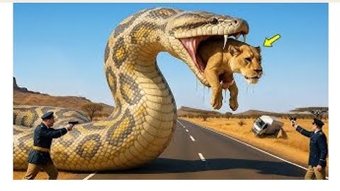 Brave Heroes Save Careless Mother Lion from Giant Python Attack After a Traffic Accident🐍