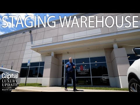 Matt tours a staging warehouse with Belinda Ramos of Redhouse Staging & Interiors