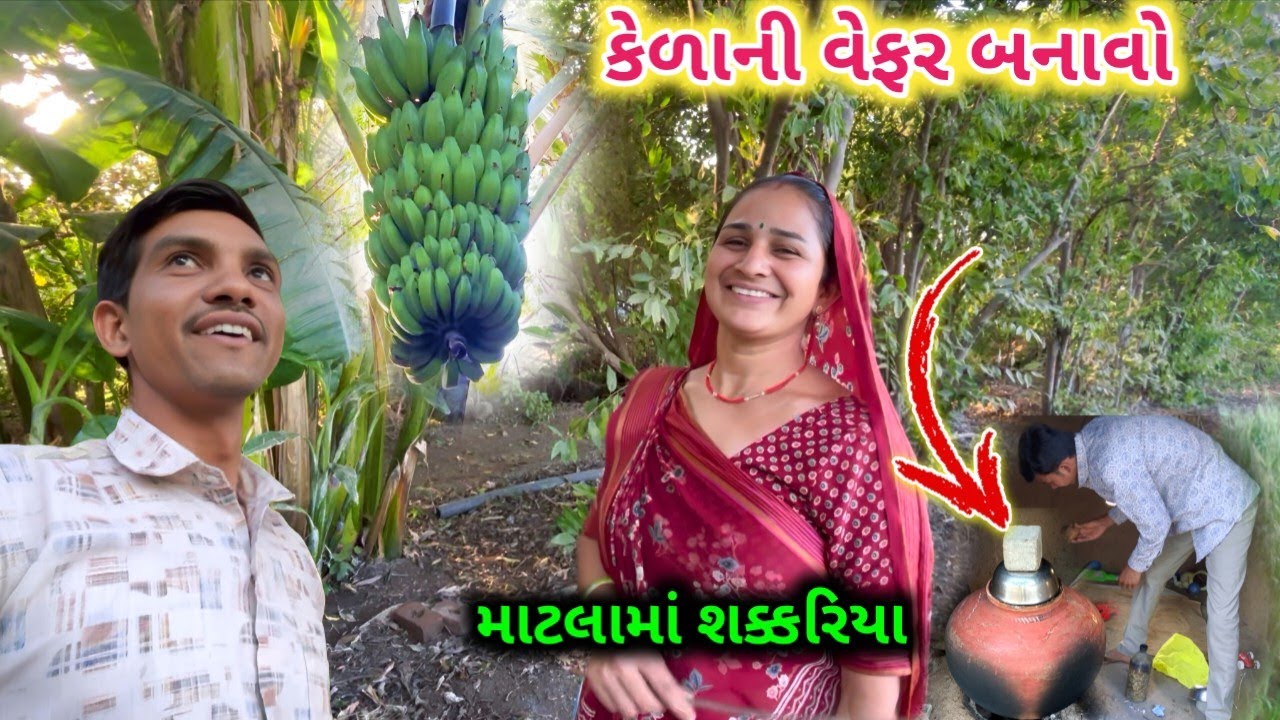 ગોળામાં શક્કરિયા સેક્યા || કેળાની વેફર બનાવો ને || Life at Botad Village Vlogs 