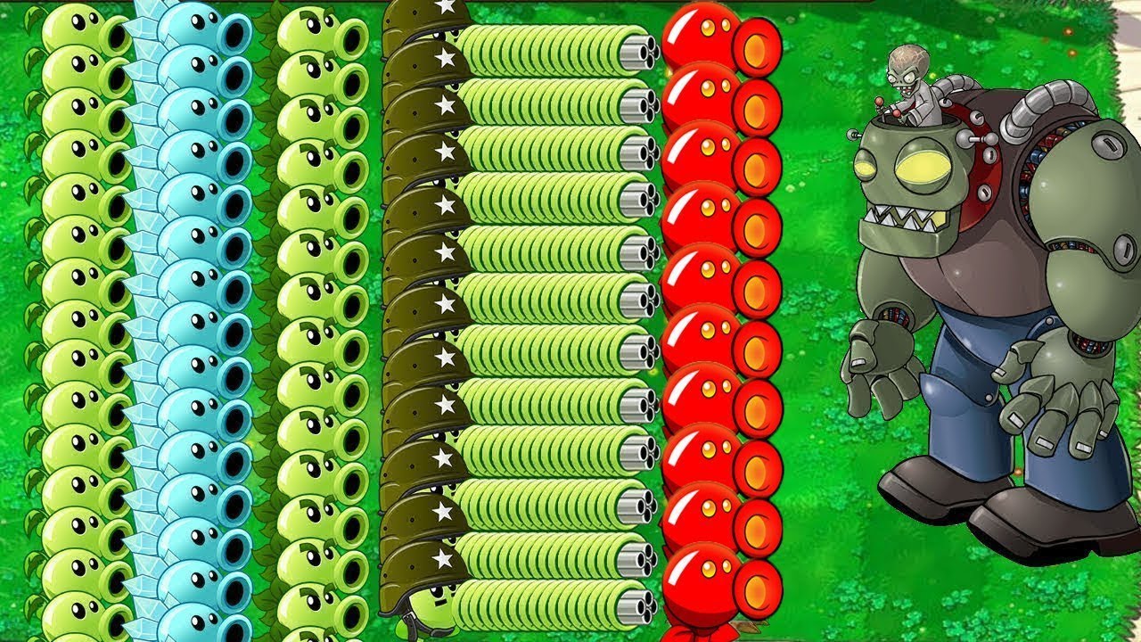 All Pea Plants vs Zombies vs Gargantuar vs Zombies Epic hack PvZ