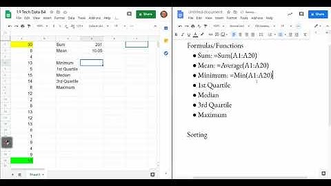 Using Google Sheets for 1 Variable Statistics