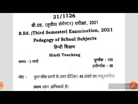 B.ed 3rd semester hindi pedagogy question paper 2021,mgkvp