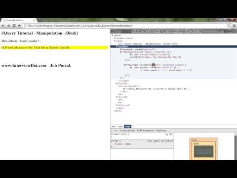 JQUERY EVENTS BIND METHOD DEMO TAMIL