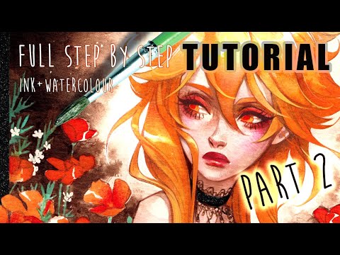 📌 Step by Step TUTORIAL // Quick character portrait in Ink + watercolour (PART 2)