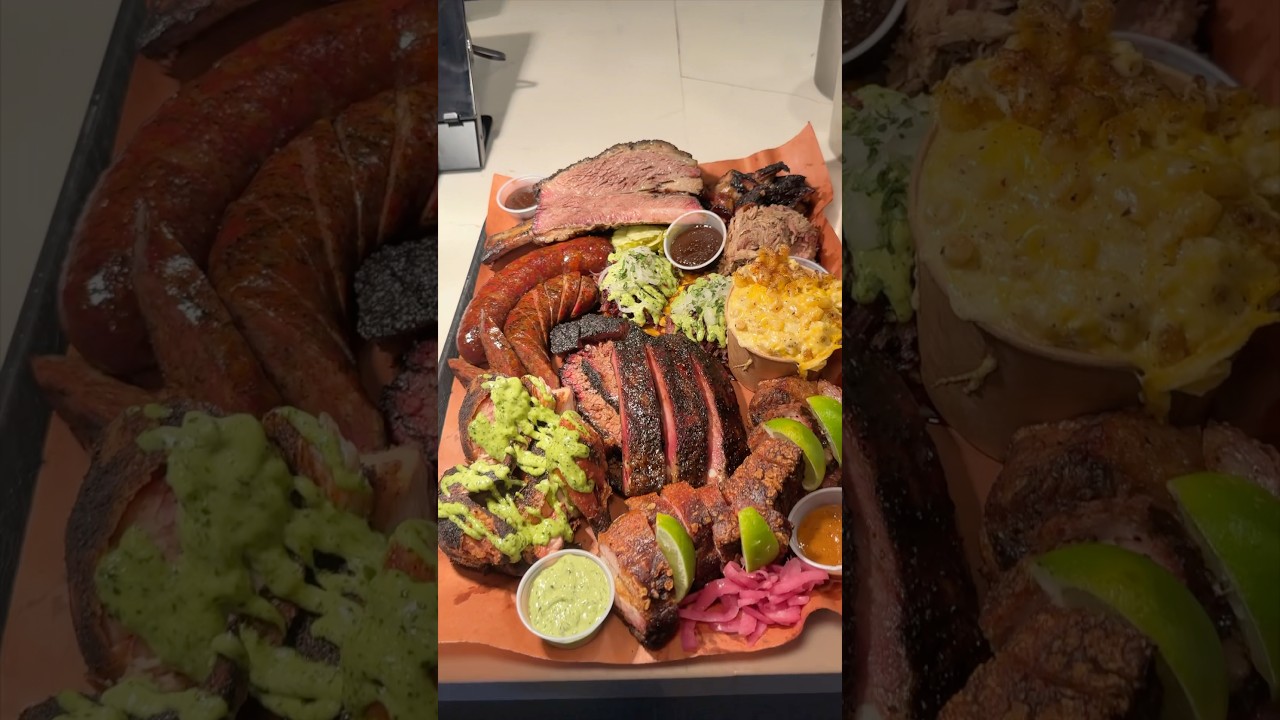 A giant tray of Texas & Dominican style BBQ at Bark BBQ in Brooklyn NYC! 🔥🤤💪 #DEVOURPOWER