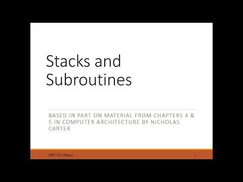 Digital Electronics: Stacks and Subroutines