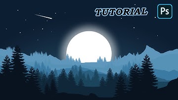 2D Night Landscape Drawing in Adobe Photoshop | Photoshop Tutorial