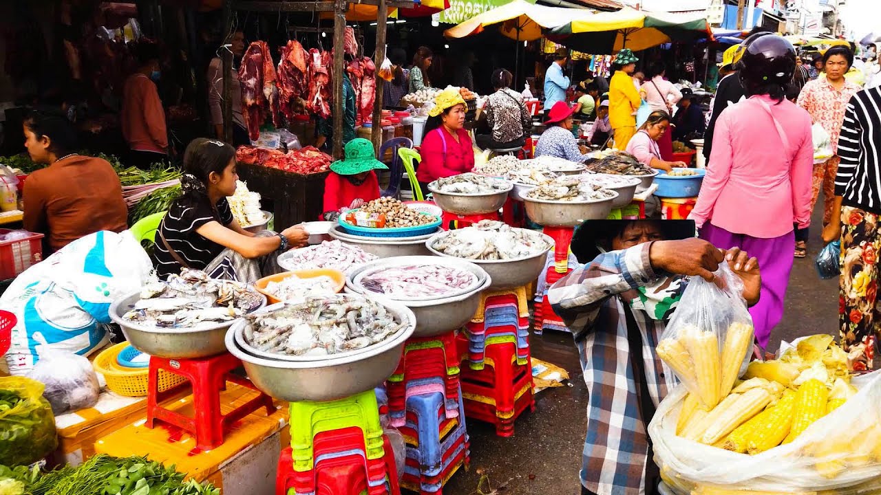 Prek Pnov Market Food Scenes , Cambodian Village Food Show