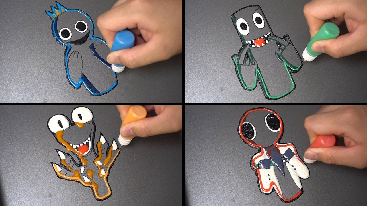 (Paranoid Meme) Rainbow friends Pancake Art Blue, Green, Orange, Red