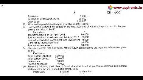 12th Accountancy First Revision Question Paper 2019-20 | Thanjavur District | English Medium