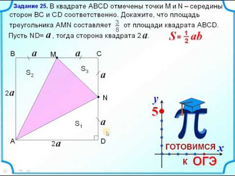 Задание 25  Отношение площадей  Квадрат, треугольник