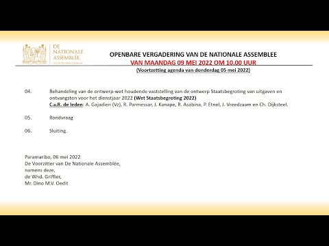 Deel 2: OPENBARE VERGADERING VAN DE NATIONALE ASSEMBLEEVAN MAANDAG 09 MEI 2022