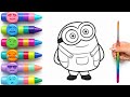 Minions Easy Drawing Tutorial 💛 | Coloring Kids