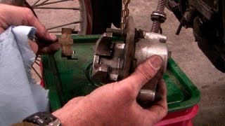 Replace front motorcycle brake pads, 1995 Kawasaki Vulcan