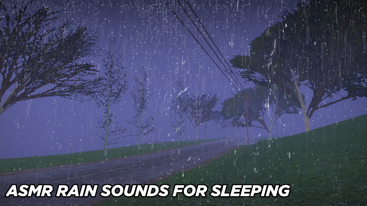 The sound of heavy rain and thunder on the forest road relieves ...
