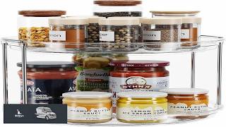 LAMU 2 Tier Lazy Susan Turntable Organizer 9.25'' Rotating Spice Rack Organization