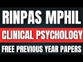 Mphil Clinical Psychology Entrance Exam- RINPAS 2024 Solved Paper
