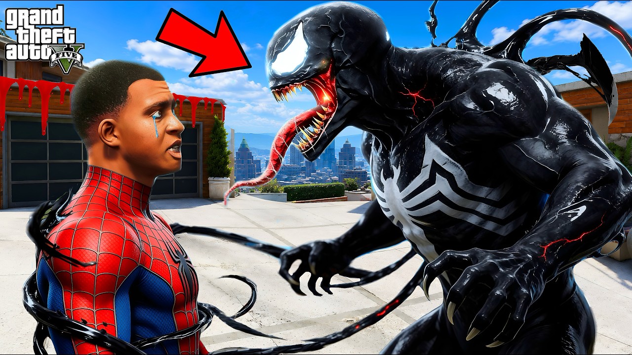 VENOM Tries to KILL Franklin Spider-Man in GTA 5 ! 😱🕷️in Telugu