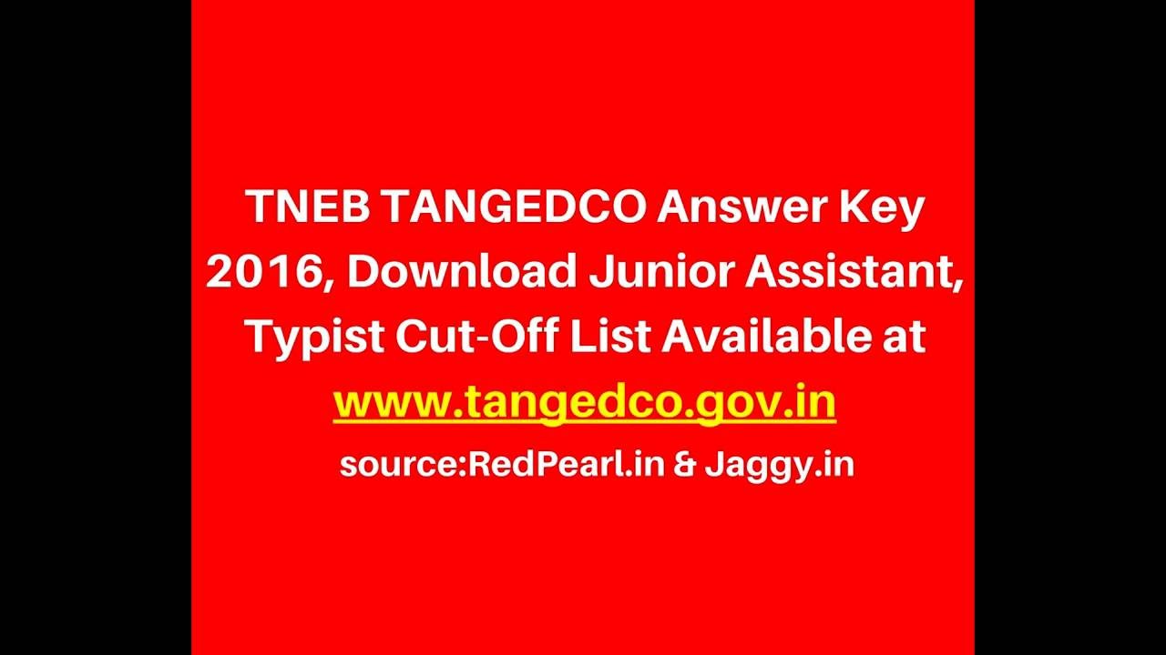 TNEB TANGEDCO Answer Key 2016 | Download Junior Assistant, Typist Cut-Off List  | RedPearl