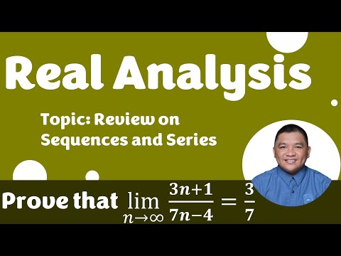 Video Prove that lim┬𝑛→∞⁡〖(𝟑𝒏 + 𝟏)/(𝟕𝒏−𝟒)〗= 𝟑/𝟕 || Review on Sequences and Series || Real Analysis - youtube
