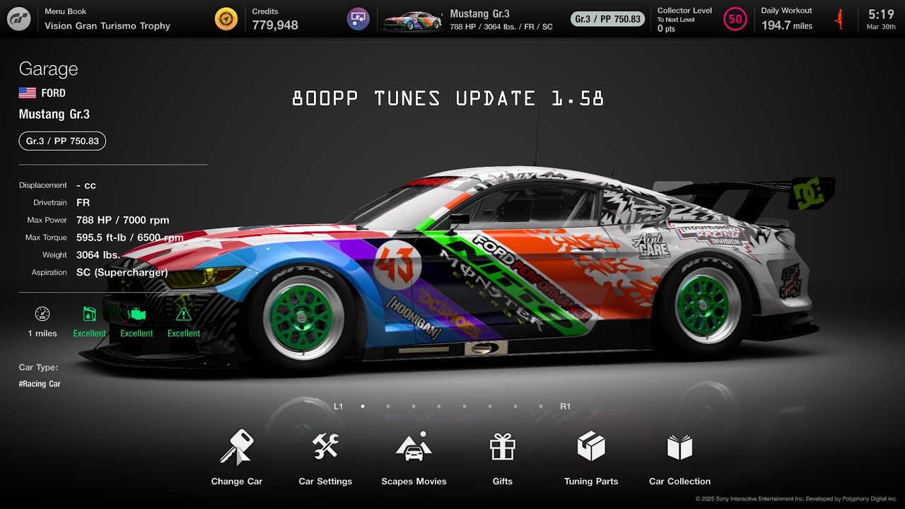 [Gran Turismo 7] Mustang Gr.3 800pp tunes update 1.58