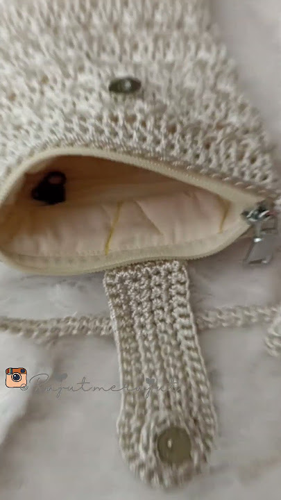 Kantong HP Rajut dengan Flap Penutup Magnet | Crochet Phone Slingbag #crochetbag #tasrajut