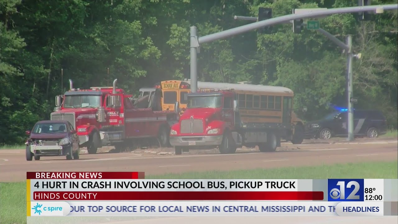 Four injured in Hinds County crash involving school bus, pickup truck ...