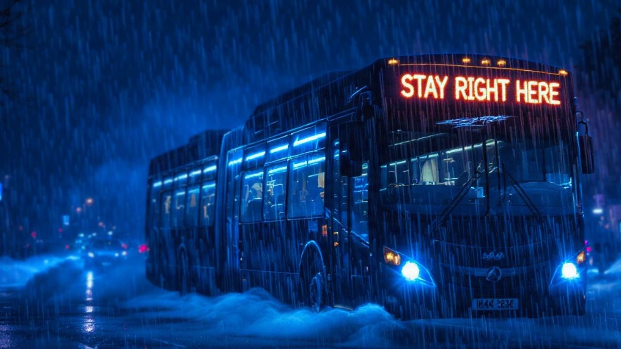 Непрерывный успокаивающий дождь за окном автобуса (без грома) и коричневый шум для сна, концентрации