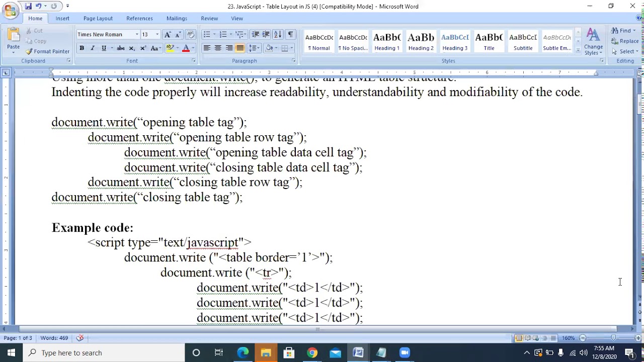 Table Creation in Java Script - YouTube