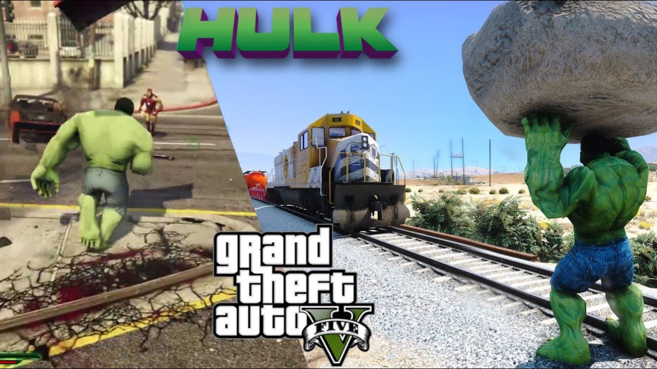 GTA V THE INCREDIBLE HULK MOD  TRY STOP THE TRAIN GAMEPLAY V1.61 ONLINE