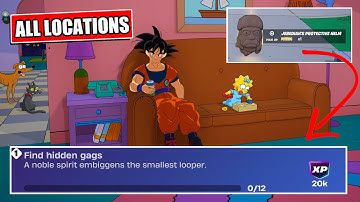 Fortnite | How to find ALL 12 Hidden Gags (Simpsons Milestone Quest)