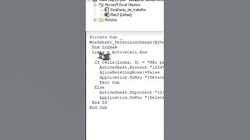 Linhas importantes 🔒 PROTEGIDAS 🔒 com VBA em suas planilhas Excel.