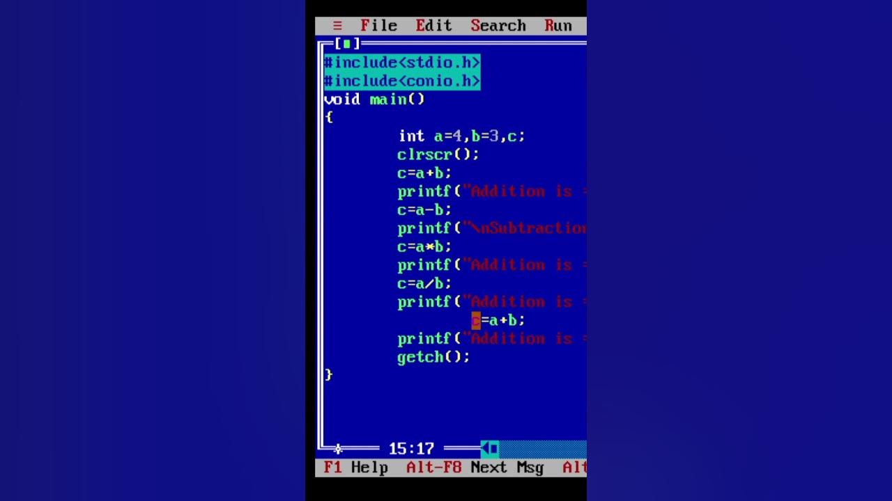 Turbo C/C++ Programming add, sub, mul, div, modulus for Beginners # ...
